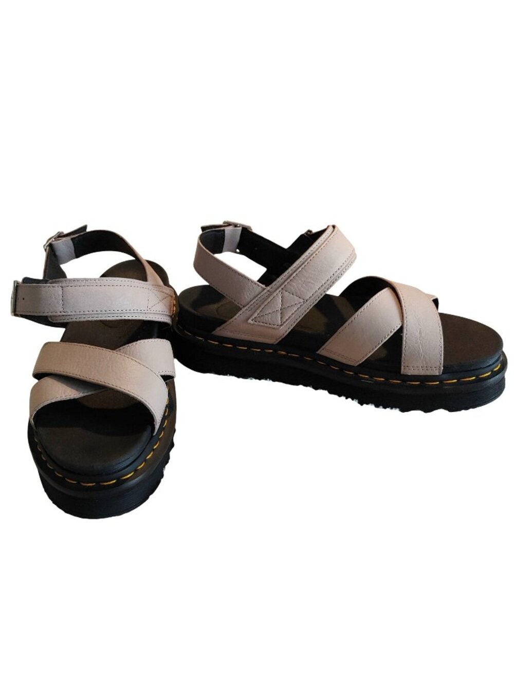 Dr Martens Voss II Sandals Black Taupe Chunky Platform Minimalist Neutral Preppy